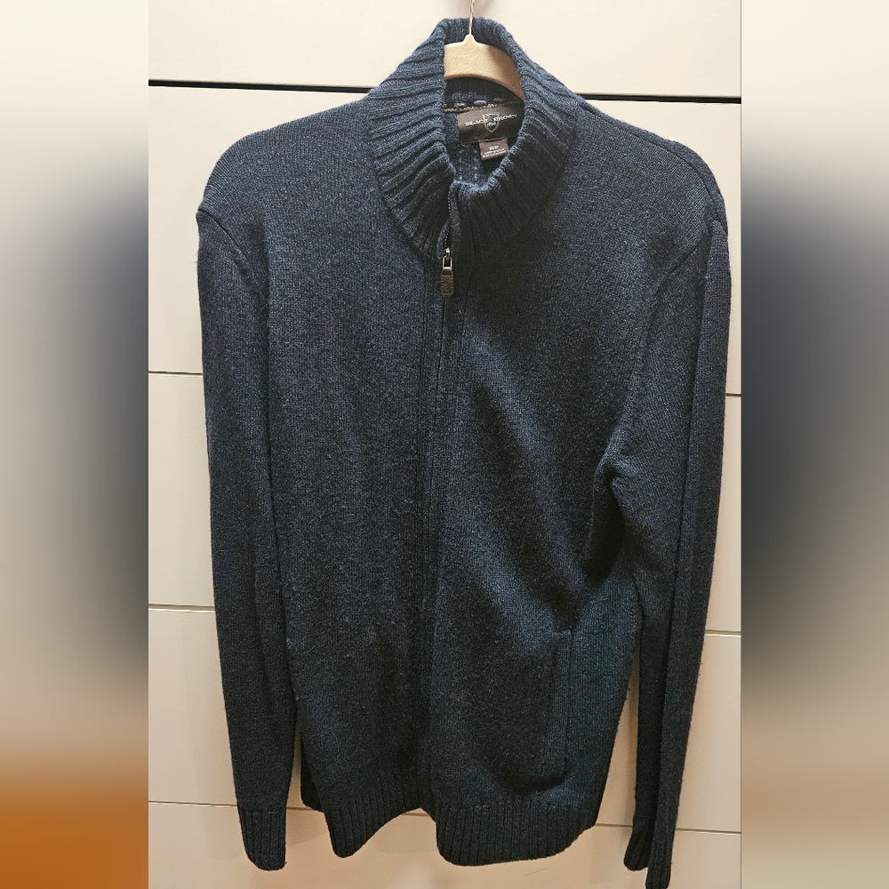 Black Brown 1826 Navy Blue Zipped Sweater - Size M/M
